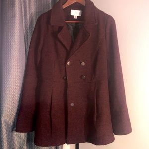 Xhilaration Maroon Pea Coat NWOT